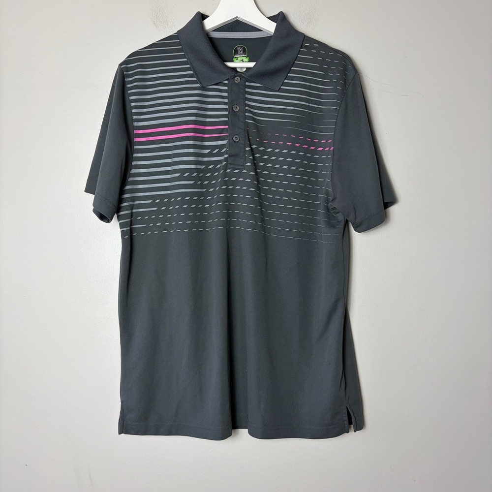 PGA Tour Gray with‎ Pink Detail Polo Men's Large